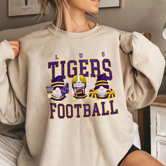Discover LSU Football Gnome Christmas Sweatshirt & T-Shirt, Festive Gnome Design, Unisex Pullover, Winter Seasonal Shirt