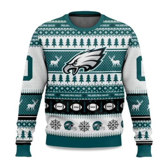 Discover 2025 Christmas Eagles Personalized Ugly Sweater - Christmas Gift for Men, Women