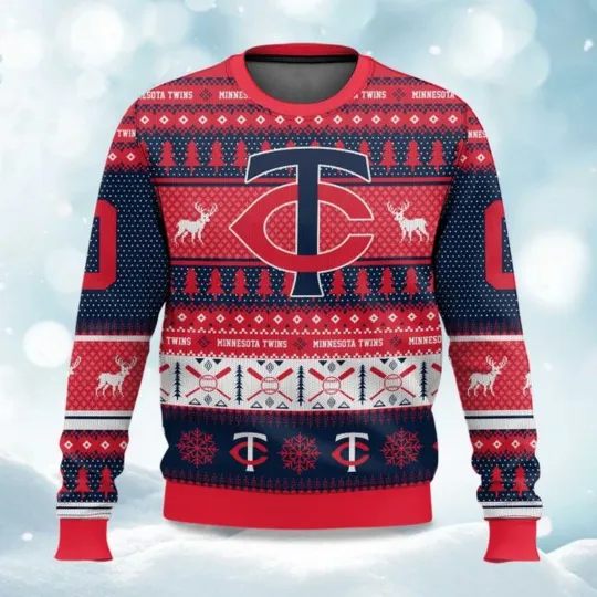 Discover 2025 Twins Baseball Personalized Ugly Christmas Sweater -Christmas Gift