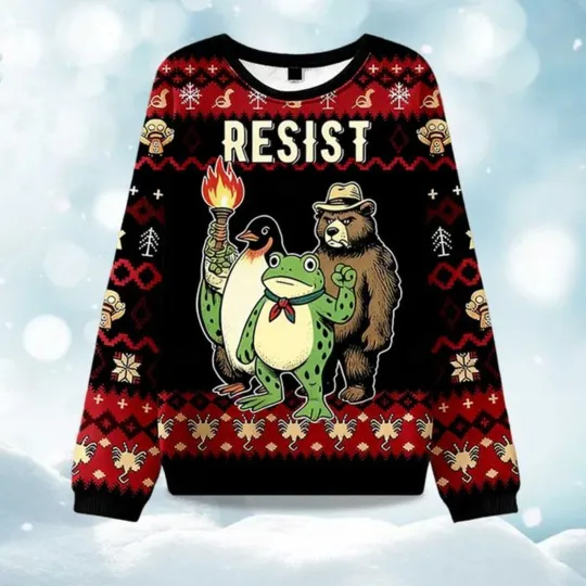 Discover Resist Animal Christmas Ugly Christmas Sweater - Christmas Gift 2025