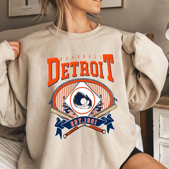Discover Detroit Baseball Gloves Balls Hoodie, Vintage Game Day T-Shirt and Crewneck Sweatshirt, Retro Sports Fan Gift