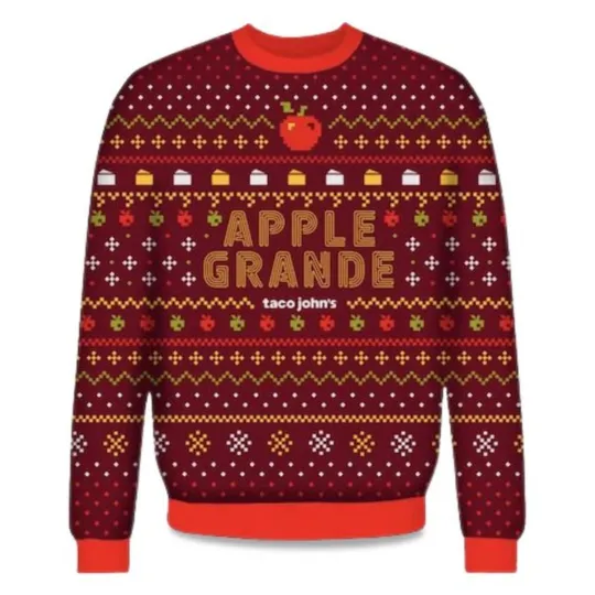 Discover 2025 Apple Grande Taco Johns Ugly Christmas Sweater - Christmast gift