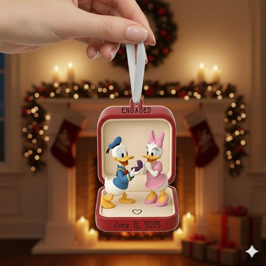 Discover Personalized Donald Daisy Engagement Ornament, Disney Proposal Keepsake, Engaged Couple Christmas Gift, Disney Couple Christmas Gift