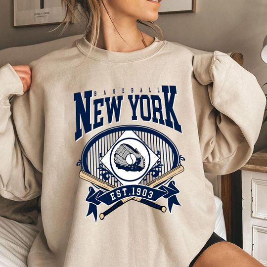 Discover New York Baseball Gloves Balls Hoodie, Vintage Game Day T-Shirt and Crewneck Sweatshirt, Retro Sports Fan Gift