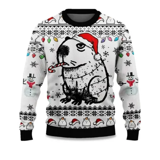 Discover 2025 Capybara Smoking Ugly Christmas Sweater - Christmas Gift for Men, Women