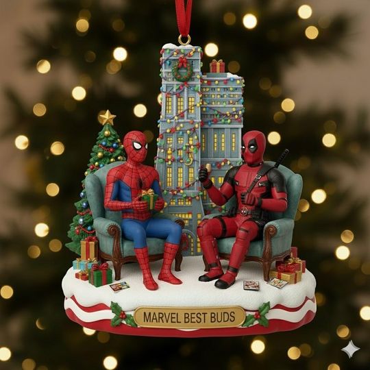 Personalized Marvel Spiderman Ornament, Personalized Marvel Avengers Ornament, Spiderman Besties Christmas Ornament, Heroes Xmas Keepsake