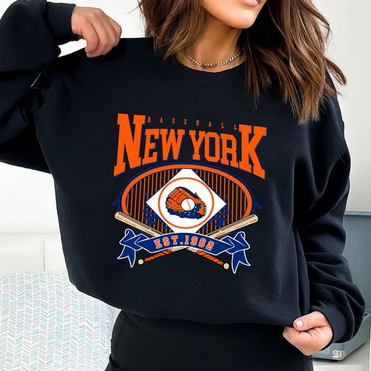 Discover New York Baseball Gloves Balls Hoodie, Vintage Game Day T-Shirt and Crewneck Sweatshirt, Retro Sports Fan Gift