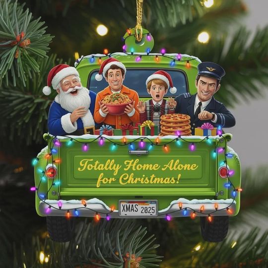 Christmas Movie Truck Ornament 2025, Funny Movie Keepsake, Kevin Home Alone Green Truck Ornament, Personalized Christmas Movie Fan Gift