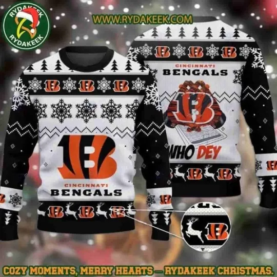 Discover football Cincinnati Bengal Who Dey Christmas Ugly Sweater