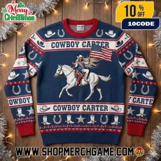Discover Cowboy Carter Ugly Christmas Sweater All Sizes