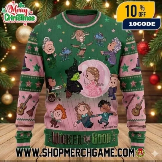 Wicked for Good Peanut Cosplay Ugly Christmas Sweater Unisex Sizes