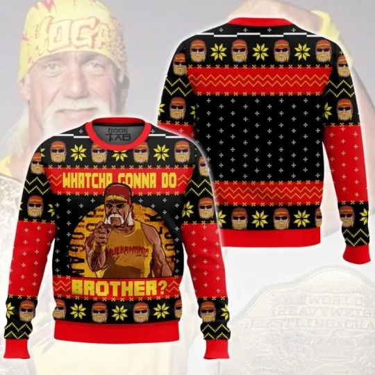 Hulk Hogan Whatcha Gonna Do Brother Wrestling Entertainment Ugly Christmas Sweater All Sizes