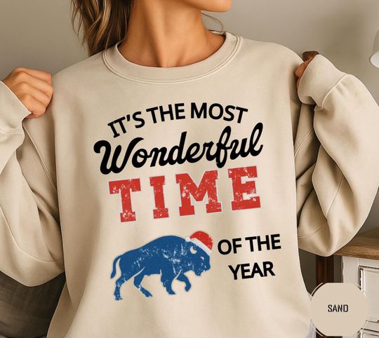 Discover Its the Most Wonderful Time Sweater,Christmas Buffalo Football Sweatshirt, Buffalo Gameday Shirt, Go Bills Christmas Gift,Bills crewneck