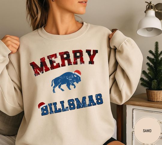 Discover Merry Billmas Sweater, Christmas Buffalo Football Sweatshirt, Buffalo Santa Gameday Shirt, Go Bills Christmas Gift, Gameday Buffalo Wear