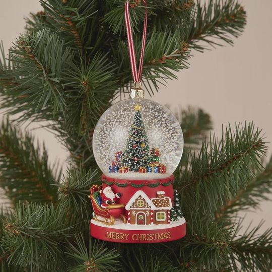 Discover Personalized Santa Snow Globe Ornament, Christmas Santa Claus Keepsake