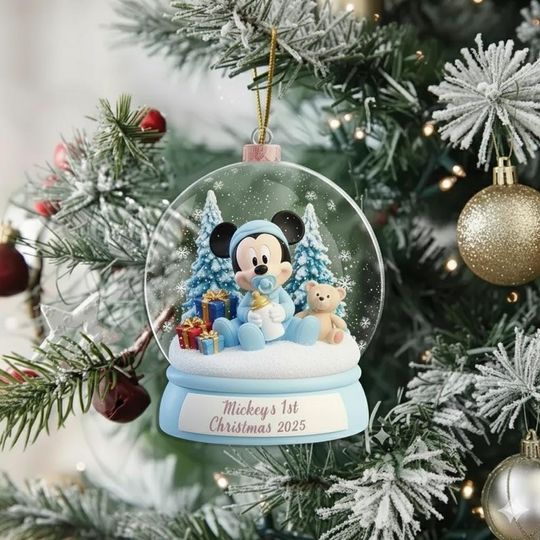 Discover Personalized Mickey Baby's 1st Christmas Ornament, Custom Disney Christmas Ornament