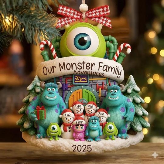 Personalized Monsters Inc. Family Christmas Acrylic Ornament