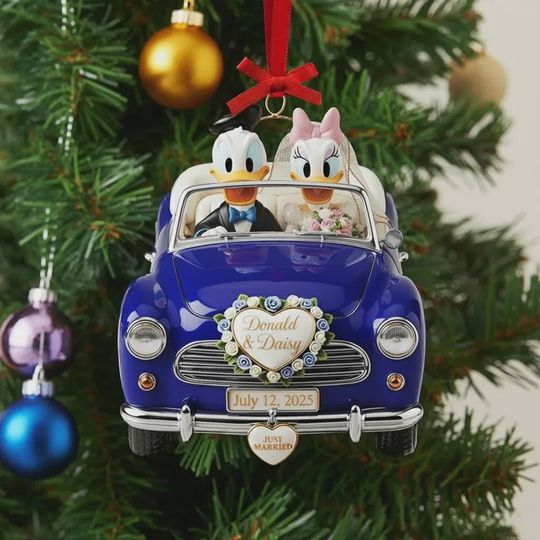 Custom Donald and Daisy  Engaged Acrylic Ornament, Just Married Ornament
