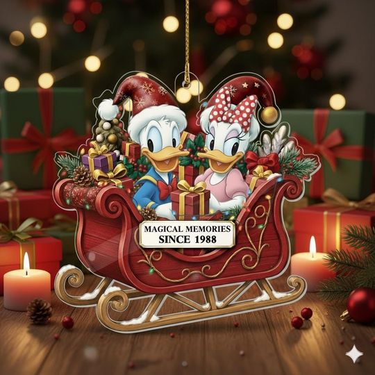 Discover Custom Donald & Daisy 3D Acrylic Christmas Ornament, Disney Couple Christmas Ornament