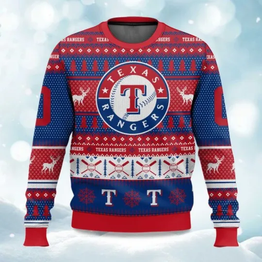 Discover 2025 Christmas Rangers Baseball Personalized Ugly Sweater -  Christmas Gift