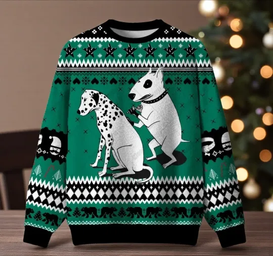 Discover Tattooed White Dog Ugly Xmas Sweater Unisex S-5XL