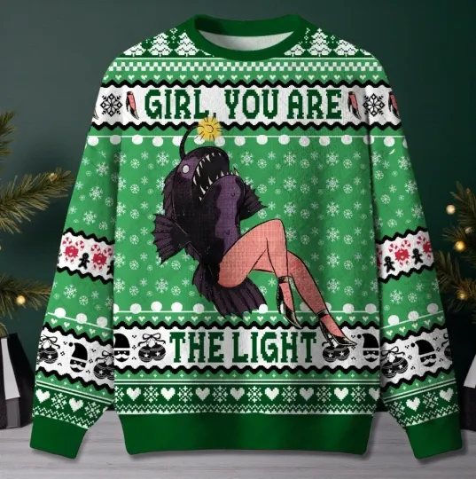 Discover Girl You Are The Light Deep Sea Glow Ugly Xmas Sweater Unisex S-5XL