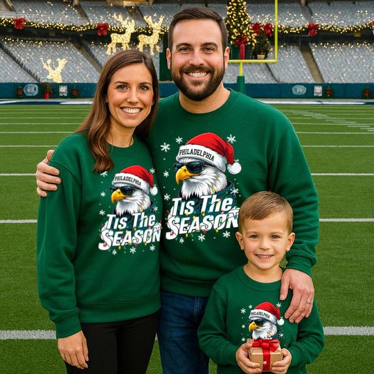 Tis The Season Football Sweatshirt, Philadelphia Christmas Sweatshirt, Santa Bird Gang Holiday Sweatshirt, Philly Eagle Game Day Festive Top