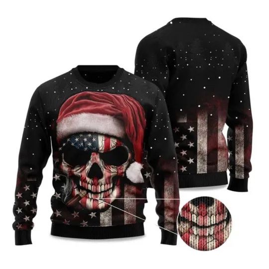Discover 2025 Amazing Skull Christmas Ugly Christmas Sweater - Christmast gift