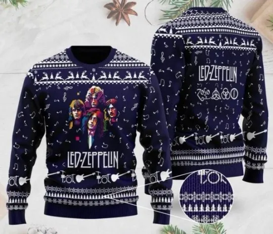 Discover Ugly Christmas Sweater LED ZPELIN Band,Gift Idea For Fans