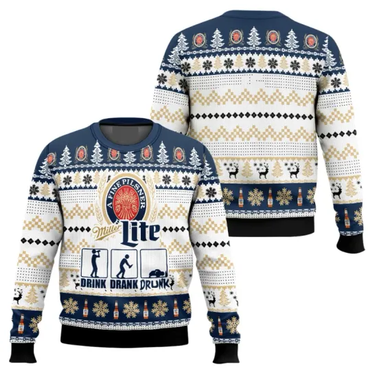 Discover Miller Lite Drunk Ugly Christmas Sweater Fullsize Xs-5Xl