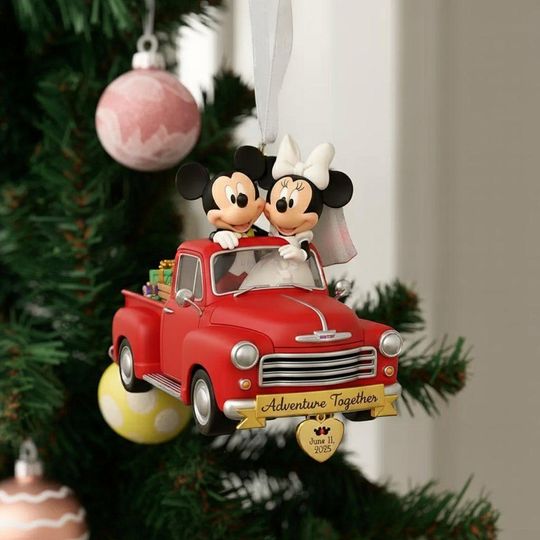 Discover Personalized Mickey Minnie Married Truck Ornament, Custom Disney Wedding Gift, Mickey Minnie Newly Married Gift, Disney Couple Keepsake