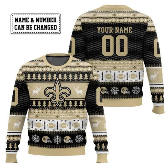 Discover New Orlean Saint Custom Name And Number Ugly Sweater