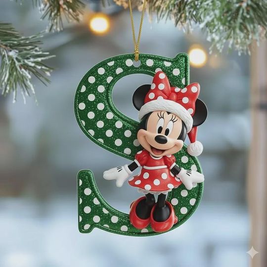 Discover Personalized Minnie Initial Ornament, Custom Letter Acrylic Ornament, Disney Minnie Mouse Chrismas Ornament, Disney Holiday Gift