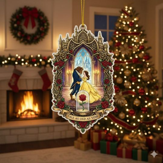 Discover Beauty & The Beast Christmas Acrylic Ornament, Princess Belle Holiday Keepsake, Disney FairyTales Christmas Gift, Movie Themed Holiday Gift