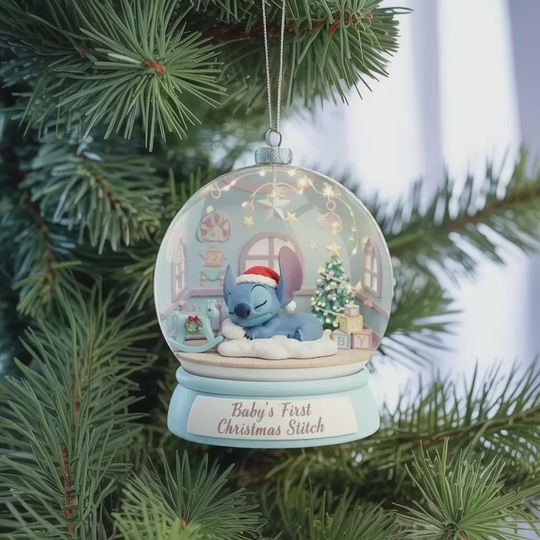 Discover Personalized Stitch Christmas Ornament, Custom Disney Christmas Ornament, Blue Stitch Ball Acrylic Ornament, Disney Christmas Keepsake