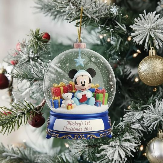 Discover Personalized Mickey Baby's 1st Christmas Ornament, Custom Disney Christmas Ornament, Blue Mickey Acrylic Ornament, Baby Christmas Keepsake