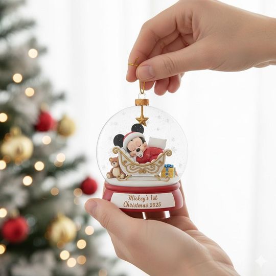 Discover Personalized Mickey Baby's 1st Christmas Ornament, Custom Disney Christmas Ornament, Baby's First Christmas Acrylic Ornament, Disney Gift