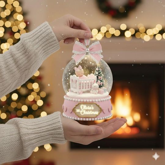 Discover Personalized Baby's 1st Christmas Acrylic Ornament, Custom Baby Ornament with Name, Christmas Baby Keepsake, Pink Newborn Holiday Gift