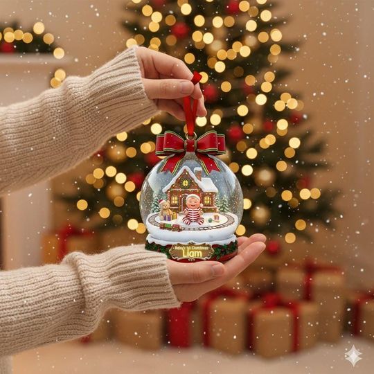 Personalized Baby's 1st Christmas Acrylic Ornament, Custom Baby Ornament with Name, Christmas Baby Keepsake, Newborn Holiday Gift