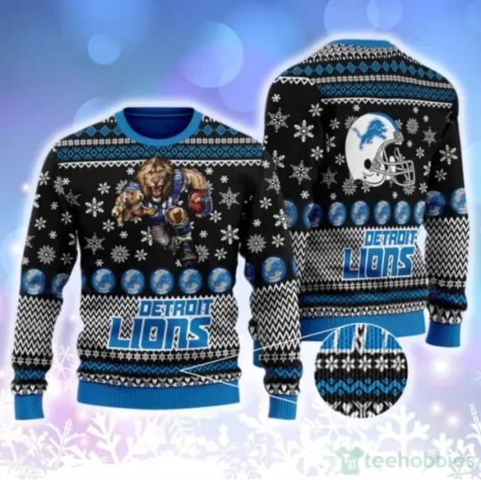 Discover Detroit Football Ugly Christmas Sweater Holiday Fan Pullover 2025