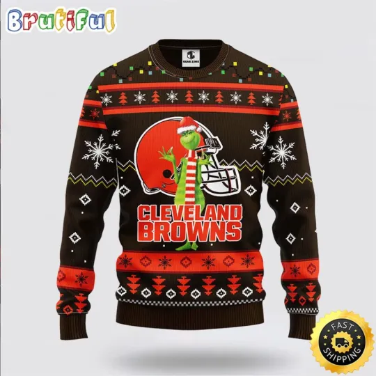 Discover Cleveland Football Brown Squad funny character Christmas Ugly Sweater Holiday Pullover
