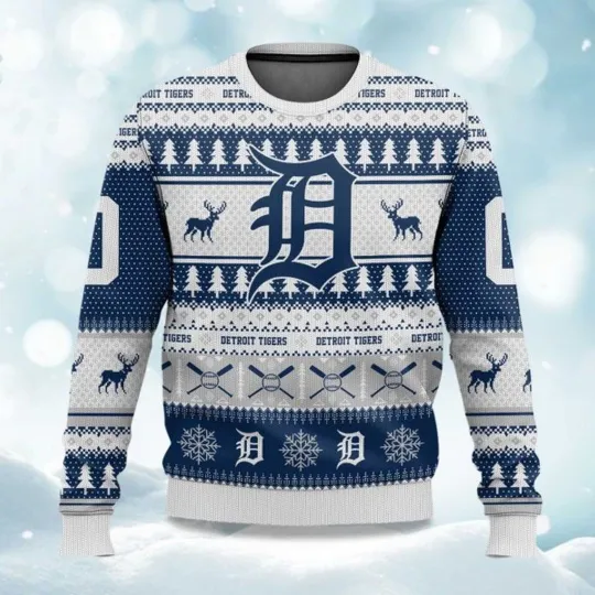 Personalized Christmas Tigers Baseball Ugly Sweater, Christmas Gift