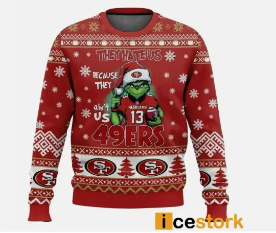 Discover San Fran Green Grump They Hate Us Football Ugly Christmas Sweater 2025