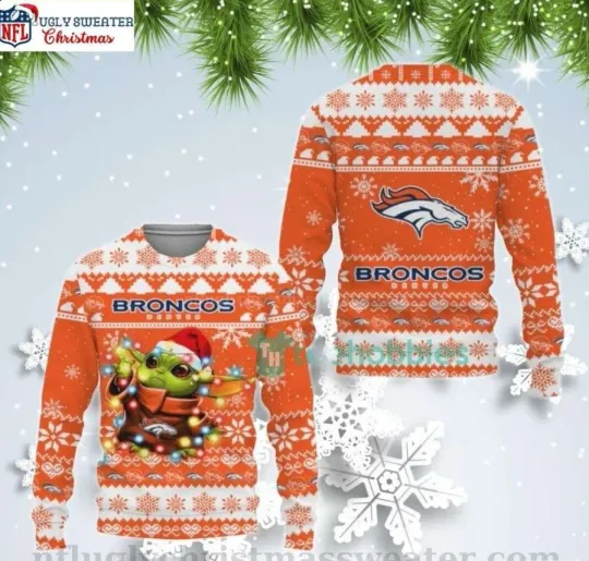 Discover Cute Baby Yoda Inspired Denver Broncos Christmas Ugly Sweater