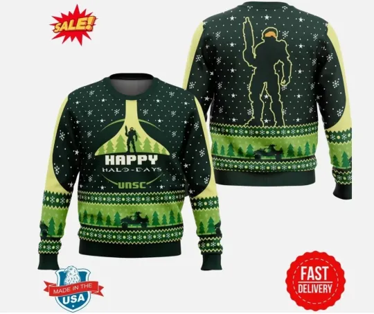 Discover Happy Halo-days Halo Ugly Christmas Sweater, Christmas Gift