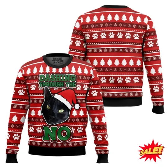 Discover Black Cat Dashing Through The No Ugly Christmas Sweater