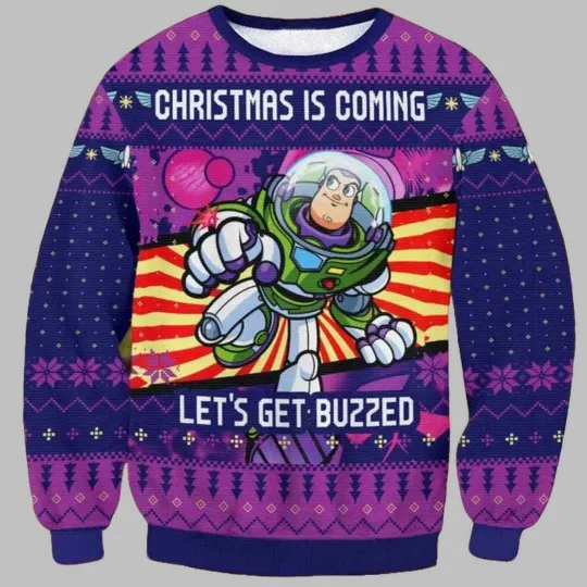 Buzz Lightyear Funny Ugly Christmas Sweater Retro Holiday Knit Jumper