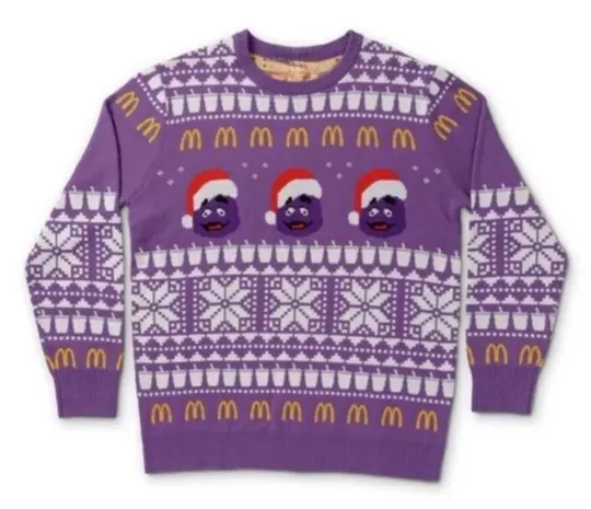 Discover McDonald’s Ugly Grimace Christmas Sweater, Christmas Gift For Men, Women