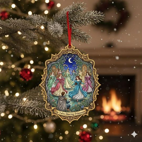 Discover Fairy Tales Christmas Acrylic Ornament, The Twelve Dancing Princesses Christmas Keepsake, Vintage Princess Home Decor, Swan Themed Gift