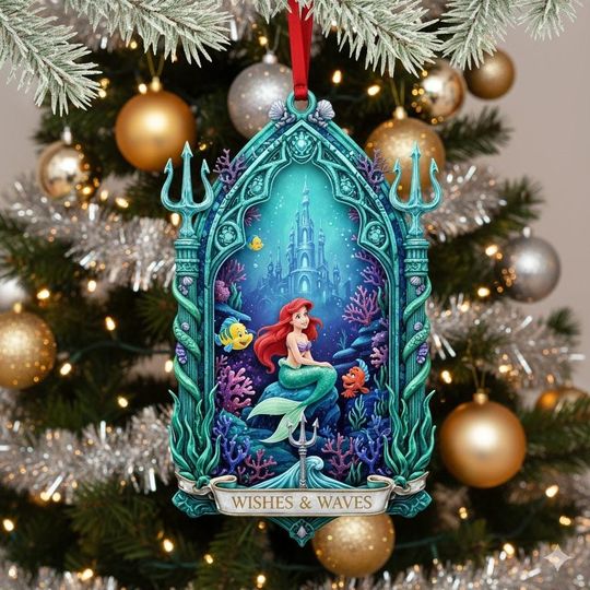 Discover Disney Christmas Acrylic Ornament, Custom Ariel Princess Ornament, Little Mermaid Holiday Keepsake, Under The Sea Christmas Gift